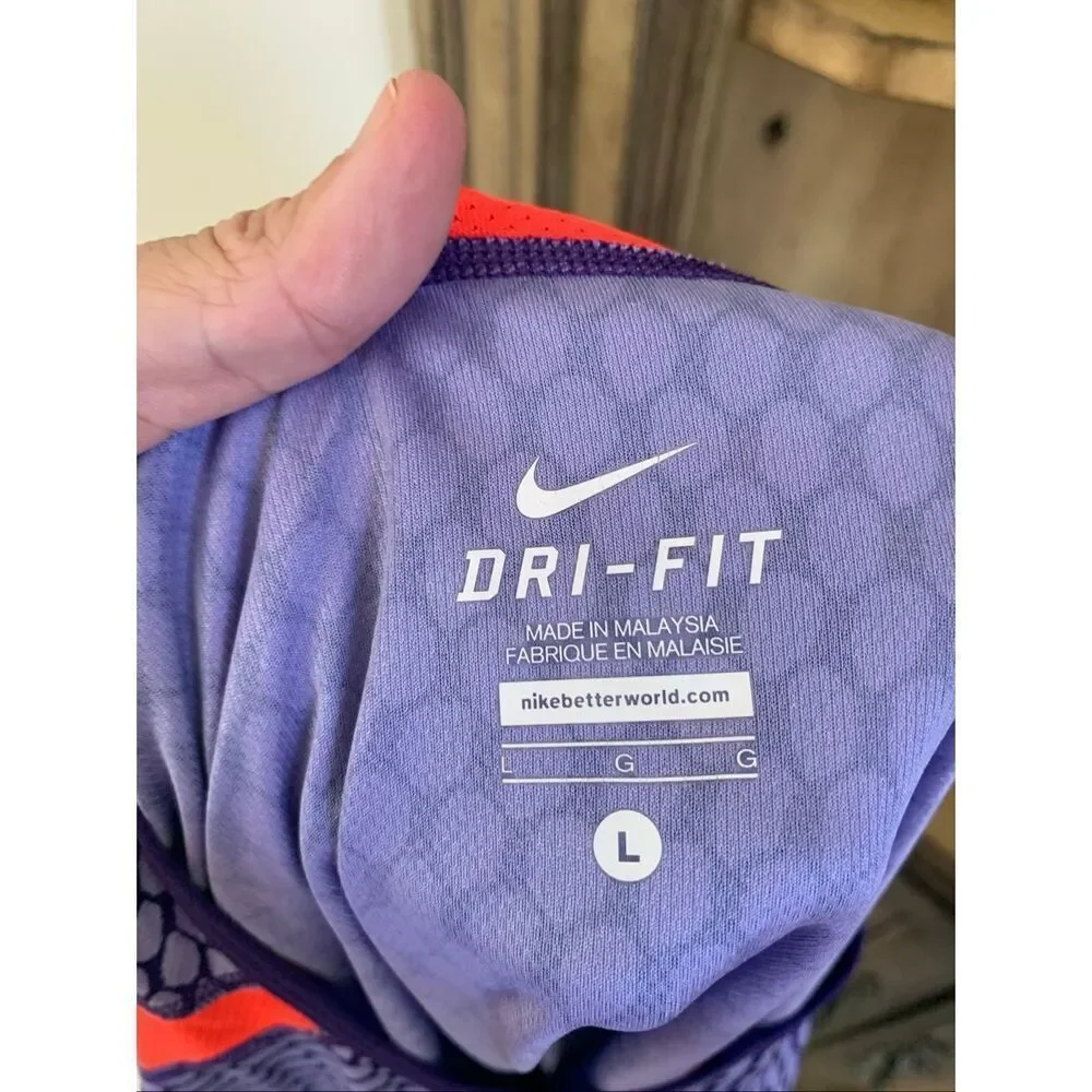 Nike Dri Fit Long Sleeve Purple Orange Geometric Top